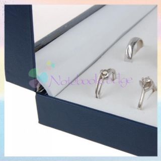 Navy Blue Ring Jewelry Display Storage Velvet Box Tray Holder Showcase 