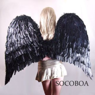 SUPER LARGE Black Feather Angel Costume Wings Men Halloween XXL Big 