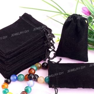 25 x Black Velvet Drawstring Jewelry Gift Bags Pouches Hot