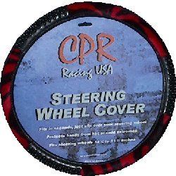 Red Black Zebra Massage New Steering Wheel Cover CS