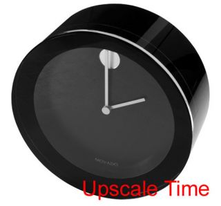 Movado Black Round Desk Clock $250 Retail 1805460