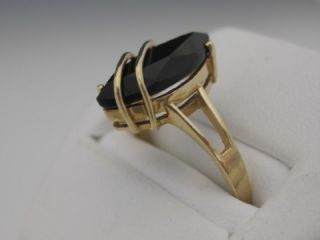 VINTAGE MARQUISE CUT BLACK ONYX 10K YELLOW GOLD RING SIZE 7 NoReserve
