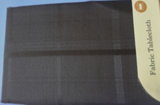 Solid Black Plaid Fabric Tablecloth 60x102 New
