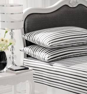 Black & White Striped Pillow Cases / Fitted Sheet / Single / Double 