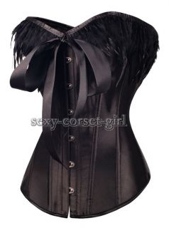 Black Bow Tie Feather Corset SZ S Goth Bridesmaid Ball Gorgeous