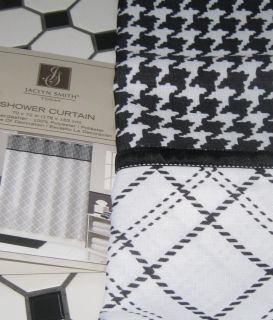   Smith Fabric Shower Curtain Houndstooth Plaid Black White