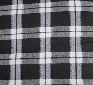 Country Black White Plaid Windowpane Unlined Cotton Curtain Tiers 