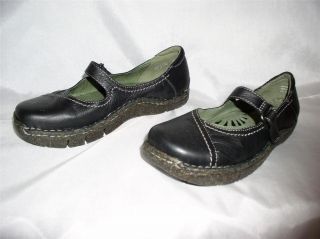 womens black EARTH MEDLEY mary janes flats shoes velcro leather kalso 