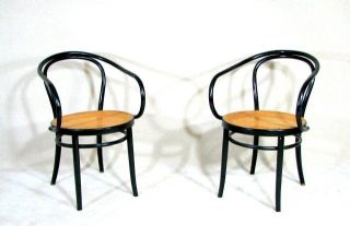 Vintage Polish Bentwood Caned Chairs Black Wood and Cane
