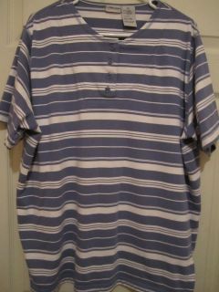 Cabin Creek Womens Blue White Striped Henley Knit Shirt Size 2X
