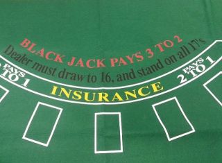 BLACKJACK LAYOUT FOR HOME USE. FELT IS FACTORY WRAPPED AND BRAND NEW 