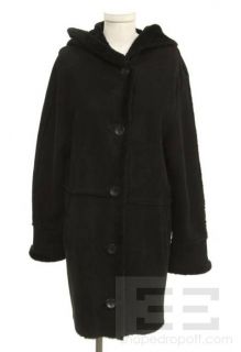 Blue Duck Black Seamed Shearling Hooded Coat Size Small