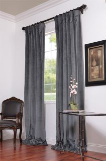 Natural Grey Pole Pocket Velvet Blackout Curtains Drapes