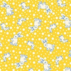 Blue Hill Feedsack II Toy Box Yellow Bunny Cotton Fabric