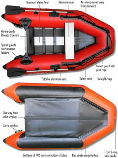 8ft 6in Slatted Aluminum Floor Saturn Inflatable boat SS260 Red