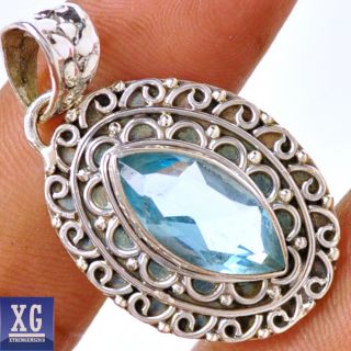 SP115367 Blue Topaz 925 Sterling Silver Pendant Jewelry