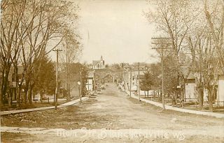Wi Blanchardville Real Photo Main St mailed 1910 T12323