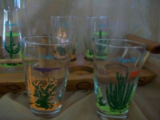 blakely oil arizona cactus 8 glasses pitcher tray