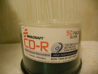 Skilcraft 80 Minute Blank CD R Discs 50 Discs Silver