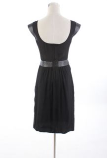 BLUMARINE Black Silk Dress with Leather Deco IT42 New