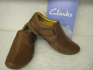 Clarks Roost Rise Tobacco Leather Casual Slip on Shoes