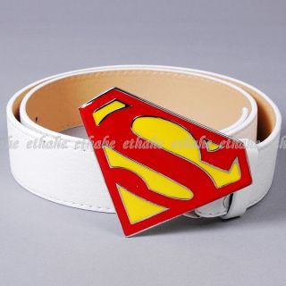 Superman Artificial Leather Belt Band Buckle White 2BO1
