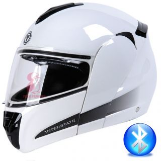 TORC Blinc Bluetooth Modular Flip Up Motorcycle Helmet DOT T22B White 