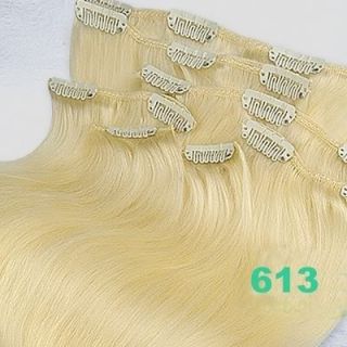20Clip in Real Human Hair Extensions 613 Blonde 70g