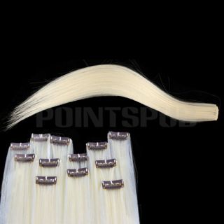 12 Straight Blonde Clip in on Hair Weft Extension 20