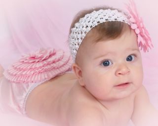 Baby Girl Pink Bloomer Diaper Cover Newborn 3 6 9 12 Months Headband 