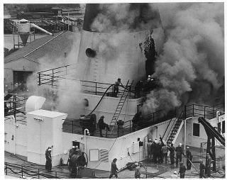   1971 GREAT LAKE SHIP FIRE ROGER BLOUGH ALMOST FINISHED BUILDING 4 DIED