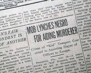 1913 Atlanta GA Newspaper BLOUNTSTOWN FL Florida NEGRO Lynching 