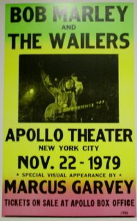 Bob Marley The Wailers Concert Poster 1979 w Marcus Garvey NYC 14X22 