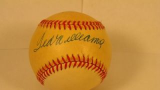 Ted Williams Hand Signed Bobby Brown Ball and Display