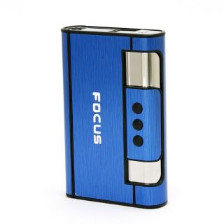 Focus Green Flame Cigarette Case Lighter Dispenser Blue
