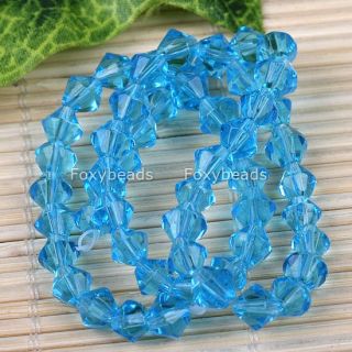 6mm Blue Crystal Bicone Glass Faceted 13L Loose Beads