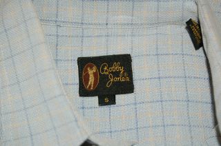 Bobby Jones Short Sleeve Blue Checkered Cotton Plaid Golf Shirt Mens 
