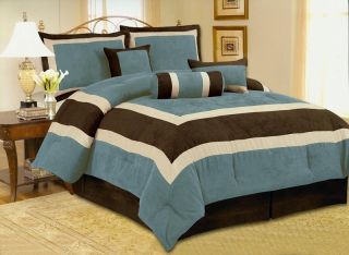 suede patchwork comforter set bed in a bag queen size
