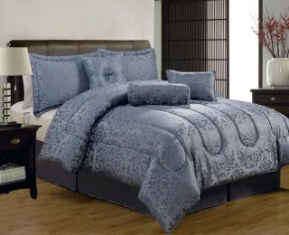 Piece Queen Hansen Blue Jacquard Comforter Set