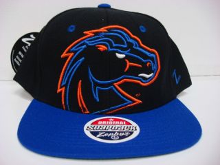 Boise State Broncos Zephyr Cap Flat Brim Snapback Black Xray Hat NCAA