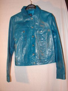 Beautiful Gap Blue Gneiune Solf Leather Jacket Coat Size Medium