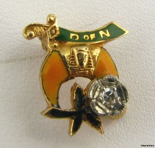   Yellow Gold Diamond Masonic Daughters of The Nile Masonic Pin