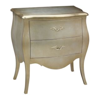 French Chic Bombe Nightstand Chest Silver Storage Table
