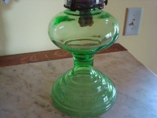 Green Depression Vaseline Glass Antique Vaseline Oil Lamp