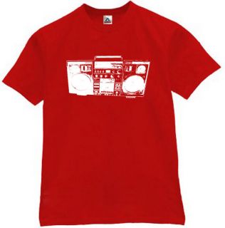 Boom Box T Shirt Vintage Retro Old School DJ Tee Red M