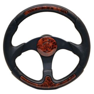   14 1 4 inch Faux Cherry Woodgrain Black Boat Steering Wheel