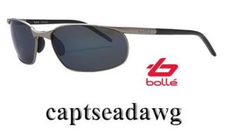 Bolle Cruise Sunglasses Satin Alum GB 10 Blue Mirror Polarized Lenses 