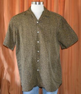 Polo by Ralph Lauren Bonnard Short Sleeve Black Brown Silk Linen Shirt 