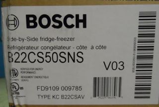 Bosch B22CS50SNS 22 CU ft Linea Series Side by Side Refrigerator 