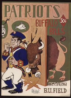 1961 AFL Program Buffalo Bills Boston Patriots EXMT